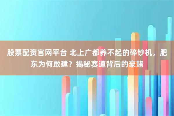 股票配资官网平台 北上广都养不起的碎钞机，肥东为何敢建？揭秘赛道背后的豪赌